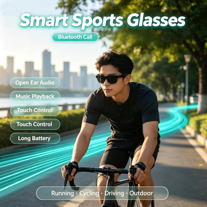Audio Music For - Occhiali Sportivi Intelligenti con Audio Open-Ear,
