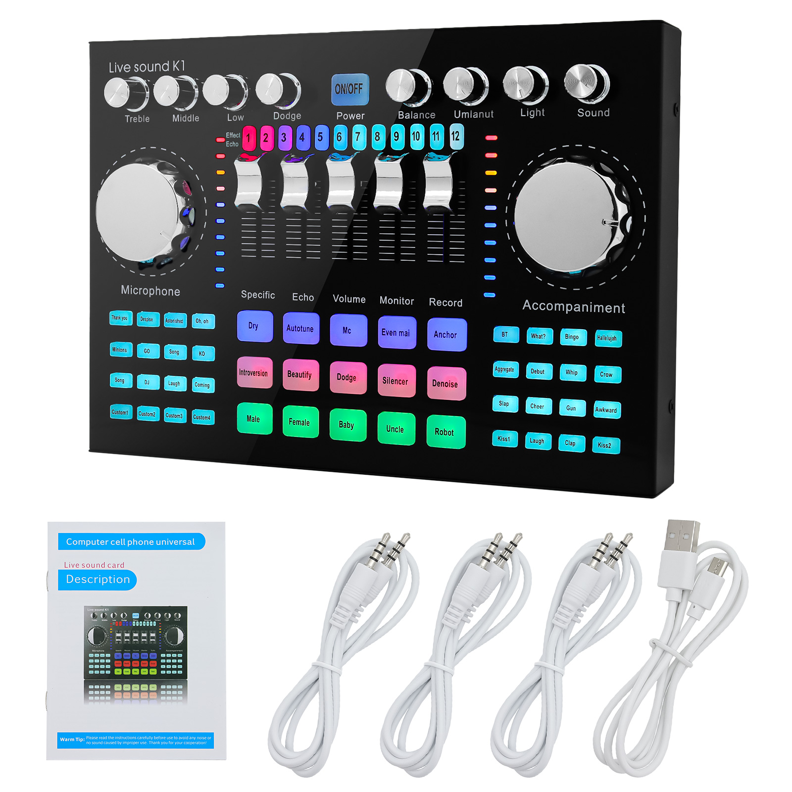 Audio Music Voice Changer - Mixer Audio K1, Scheda Audio Live,