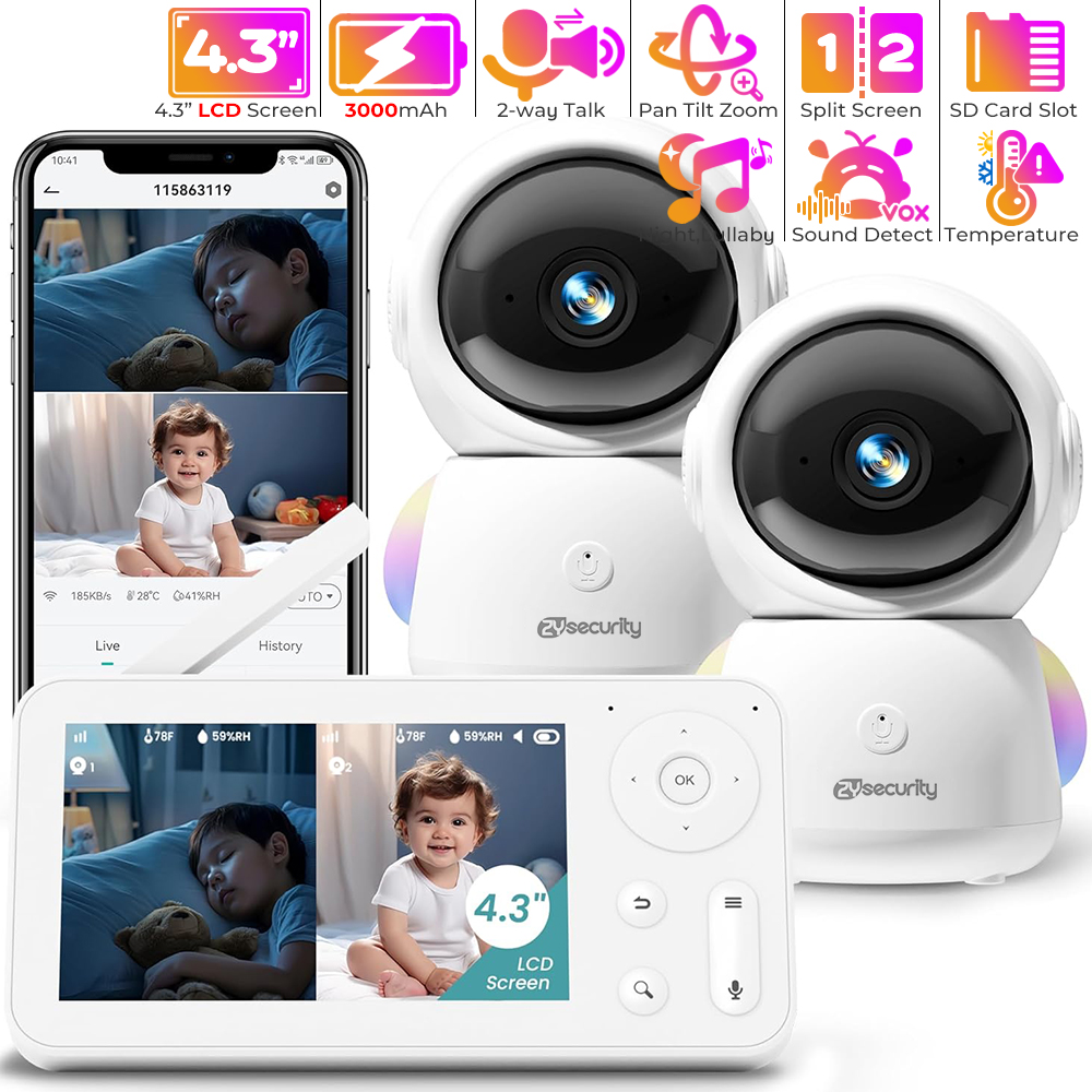 Audio Music Video - Baby monitor 2K con 2 telecamere